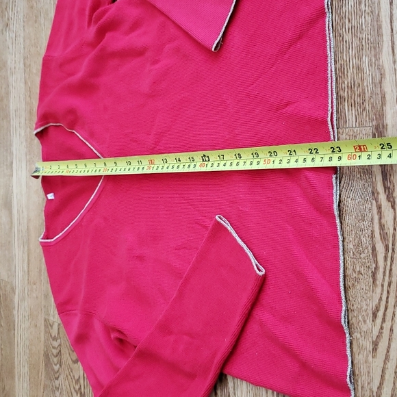 (M) Sparkly Gold Trim V Neck Cardigan Holiday Festive Business Celebration - Picture 4 of 7